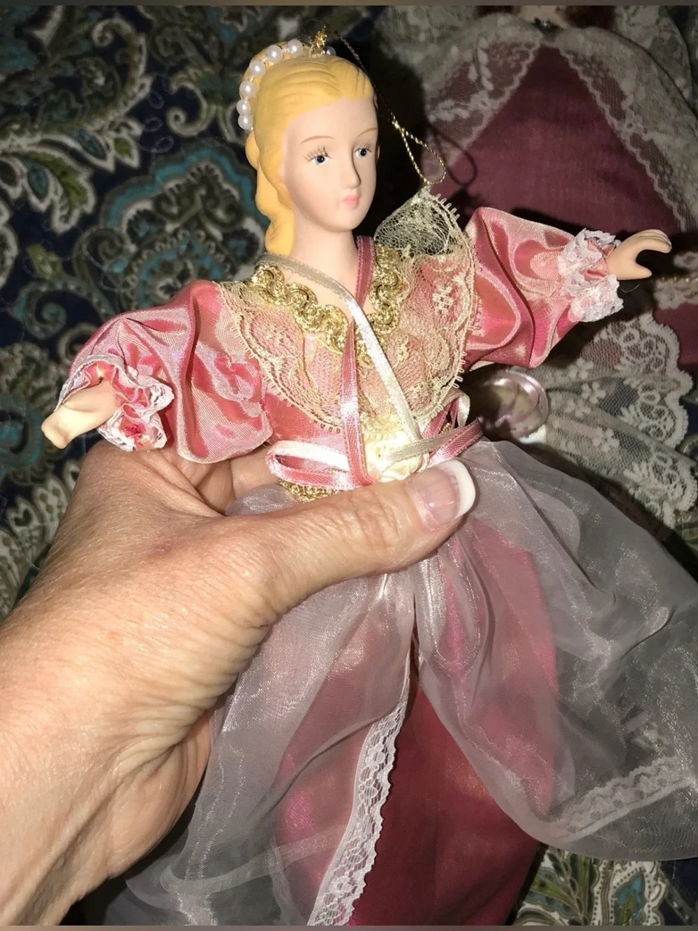 Large Angel ornament porcelain head & hands no body ornament